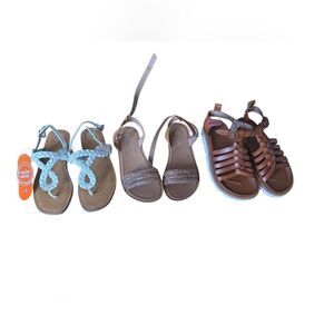 Stylish Kids Sandals Set - Blue, Silver, Brown